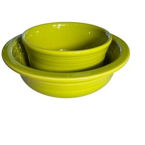 Fiesta Chartreuse Green Nesting Bowl Set 2 Homer Laughlin HLC USA Lead‎ Free